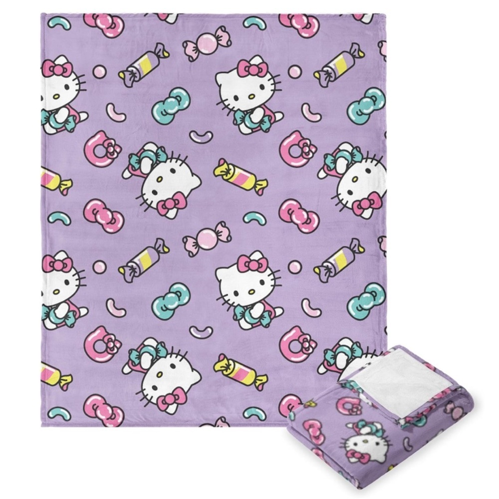 NWT Hello Kitty® Candy Silk Touch Throw Blanket – Size 46” x 60” – Purple